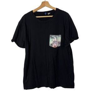 H&M Divided Black Tropical Pocket Short Sleeve T-Shirt L